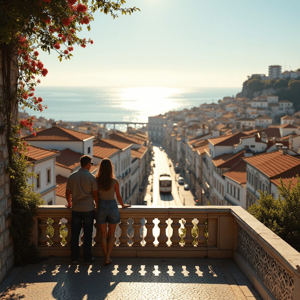 View from an Alfama miradouro at sunrise