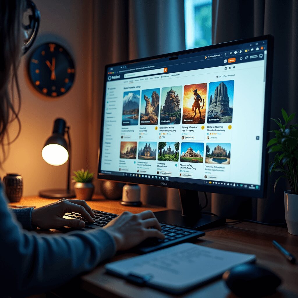 Users browsing virtual land NFT marketplaces