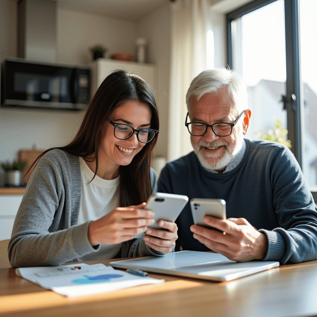 Beginner using a robo-advisor app on a smartphone