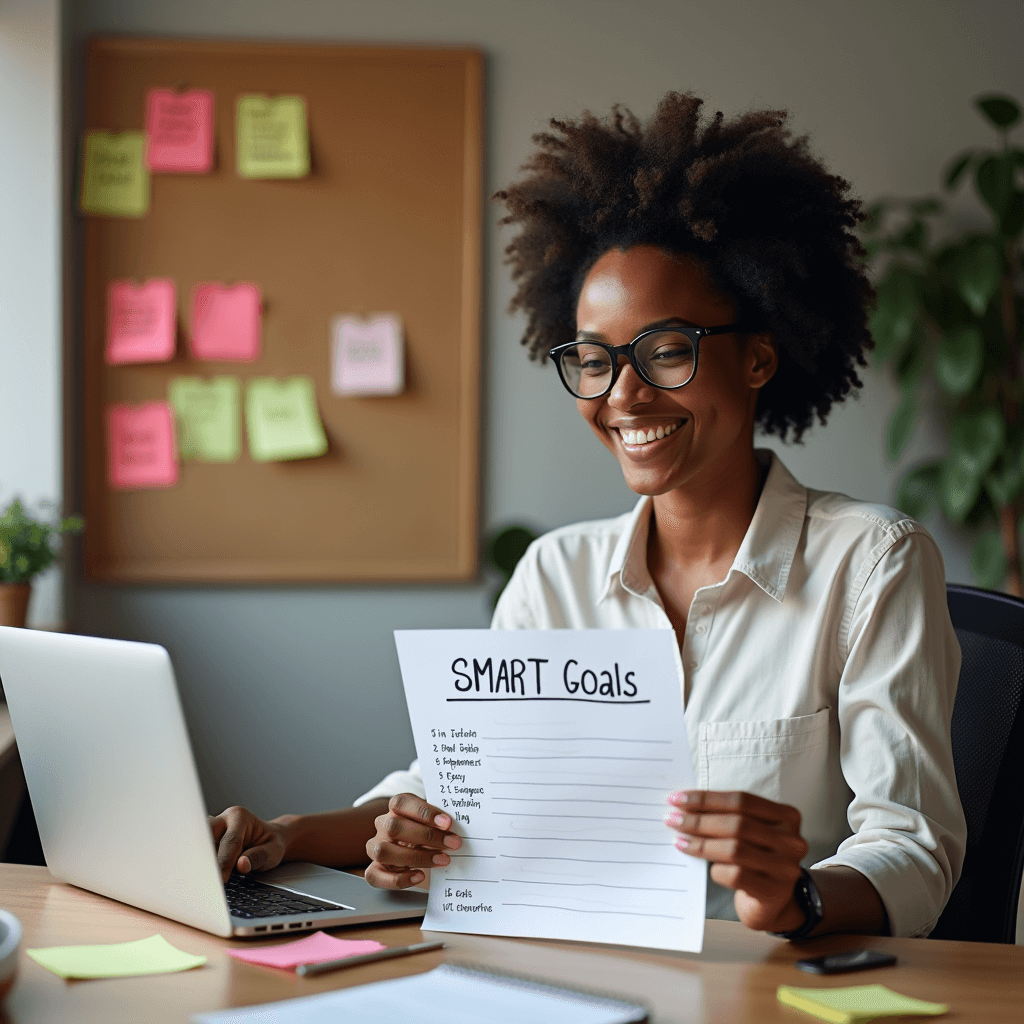 Goal setting at a bright workspace