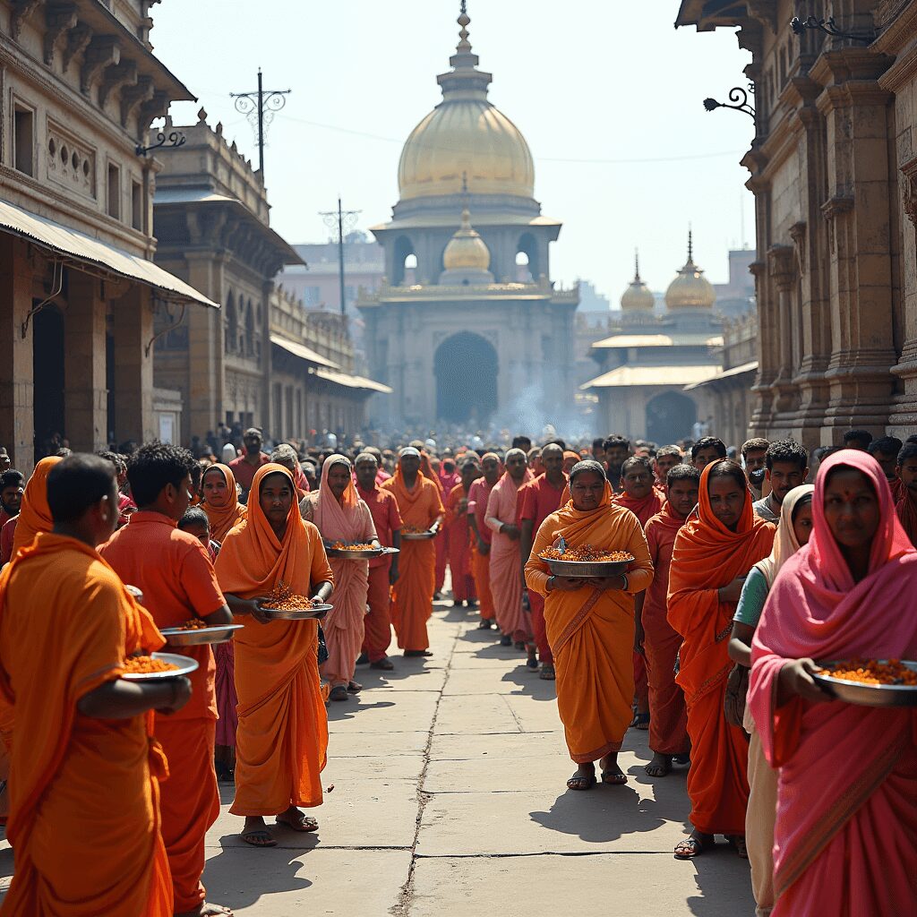 Outer courtyard of Kashi Vishwanath Temple in Varanasi