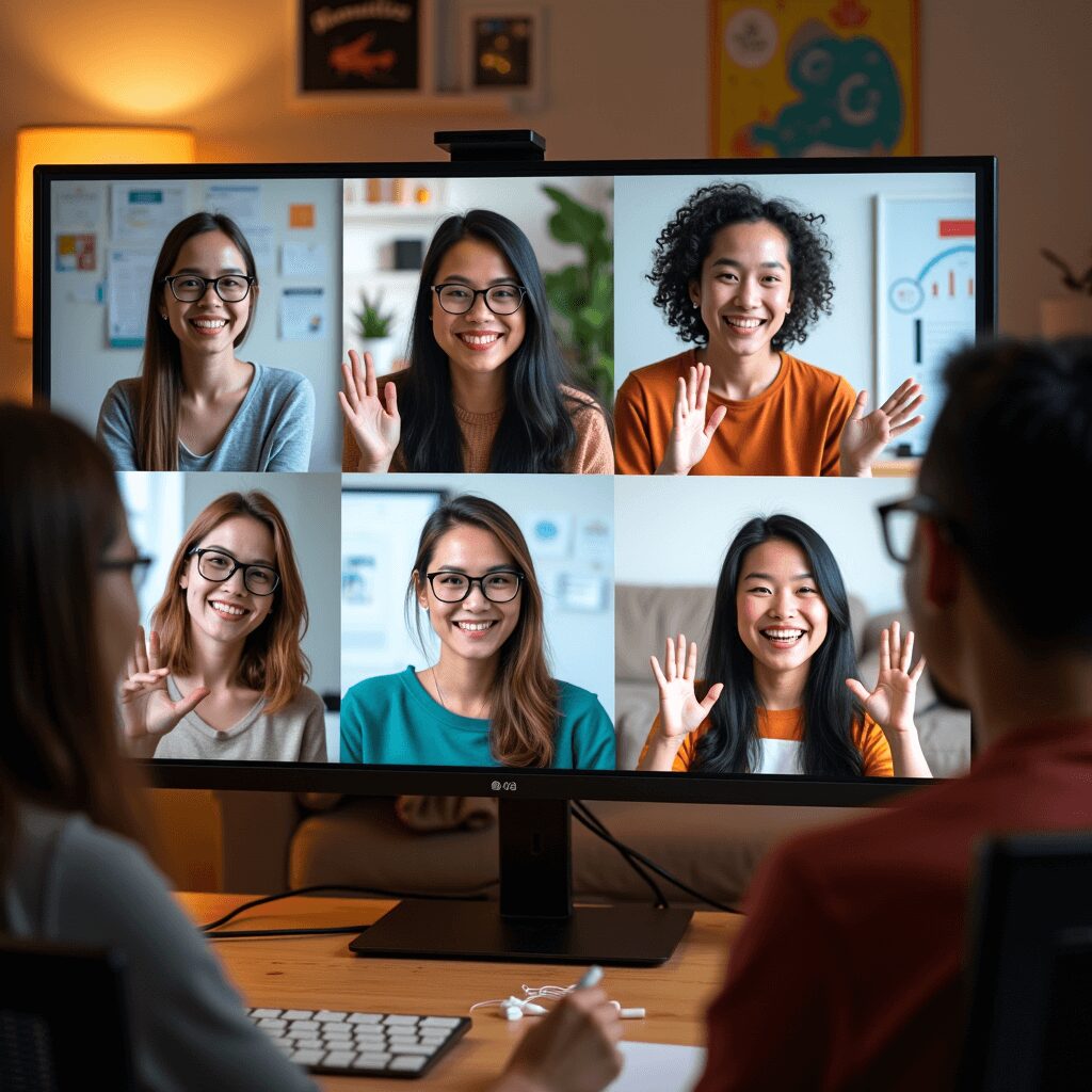 Online learners collaborating in a virtual study group