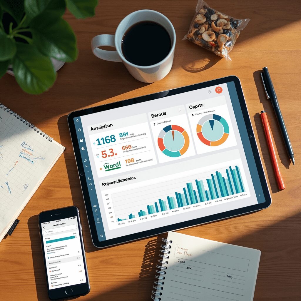 Screenshot of productivity data and weekly planning analytics.